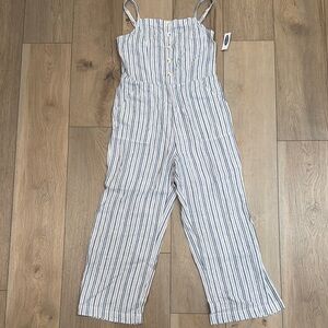 Old Navy Blue and White Striped Jumpsuit with Pockets